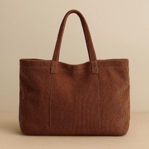 Women's Corduroy Tote Bag - Spacious & Vintage-Inspired for Work/Travel