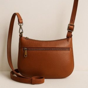 Genuine Leather Sling Bag - Crossbody Design for Women, Adjustable Strap & Secure Zip