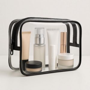 Clear Zippered Makeup Organizer - Waterproof & Transparent for Travel Cosmetics